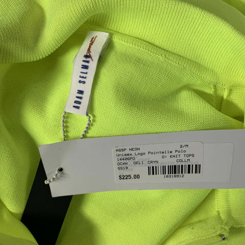 ADAM SELMAN Size M Neon White Solid Nylon Half Zip Polo