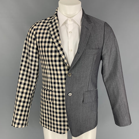 THOM BROWNE Taille 38 Manteau de sport à revers cranté en laine mélangée à carreaux rouge marine