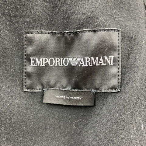ARMANI COLLEZIONI Size 38 Black Mixed Materials Wool / Acrylic Asymmetrical Jacket