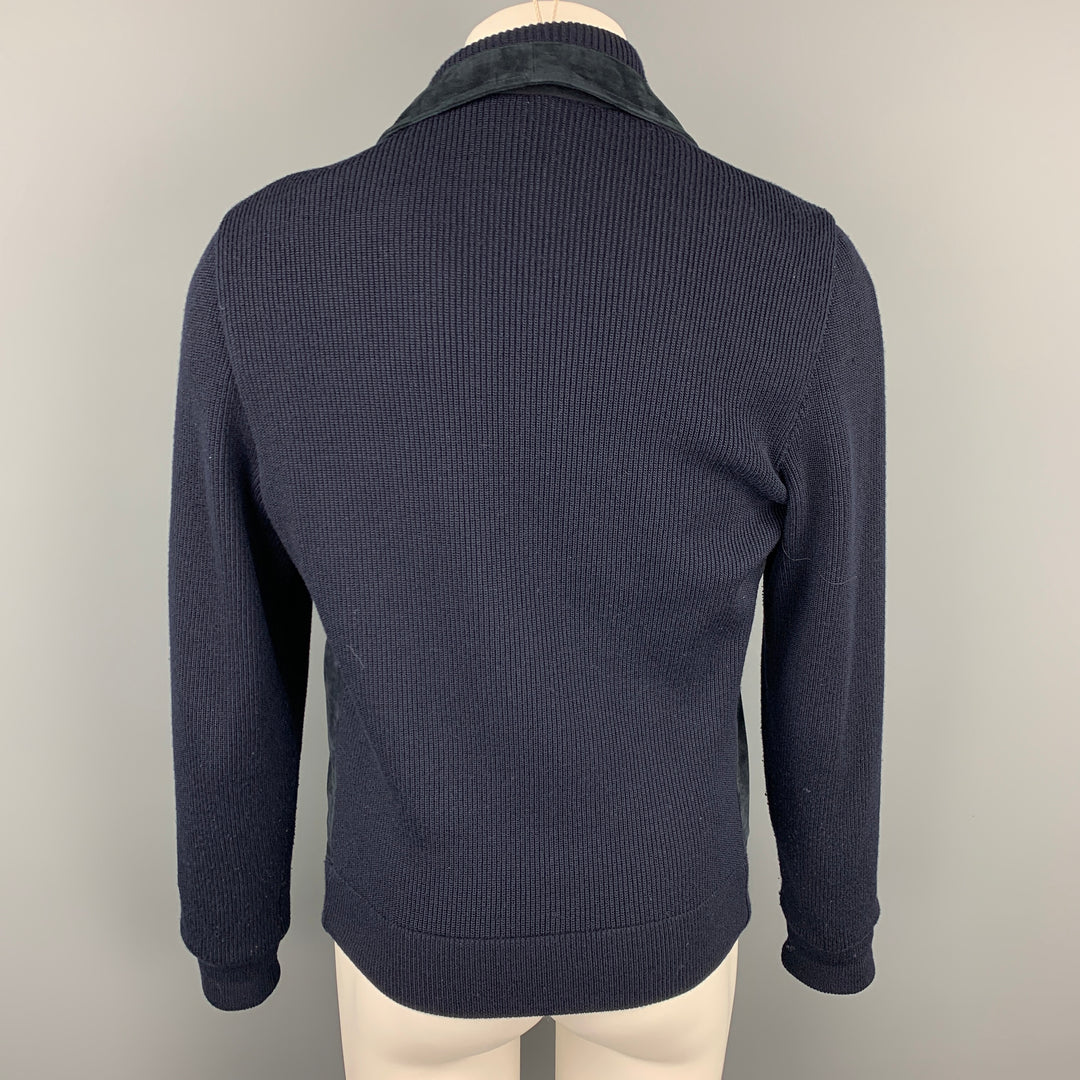 ERMENEGILDO ZEGNA Size 44 Navy Mixed Fabrics Wool Jacket