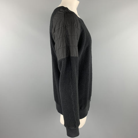 OAK Size XL Black Textured Cotton Crew-Neck Sweatshirt