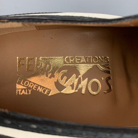 SALVATORE FERRAGAMO Édition Limitée No.1/100 Taille 8.5 Chaussures en cuir bicolore ivoire et noir