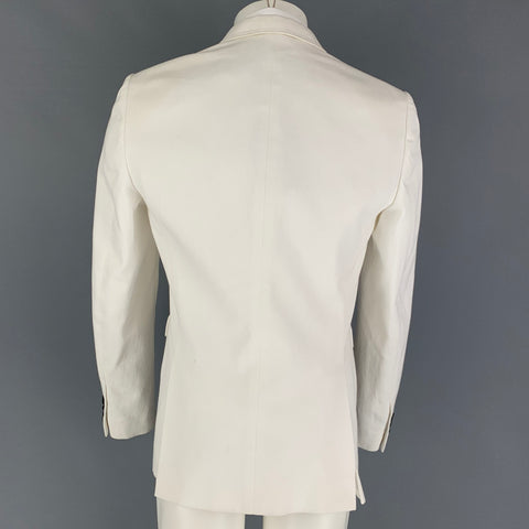 BURBERRY PRORSUM Size 40 White Cotton Notch Lapel Sport Coat