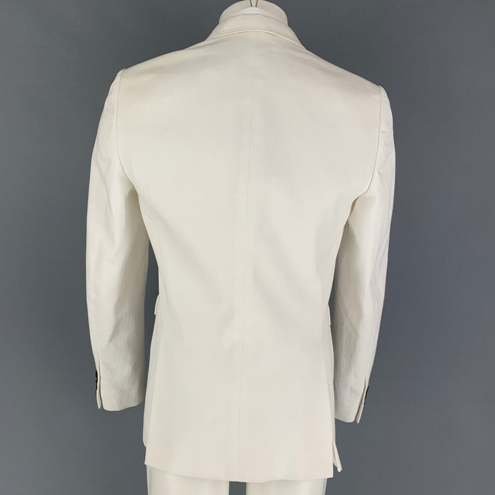 BURBERRY PRORSUM Size 40 White Cotton Notch Lapel Sport Coat