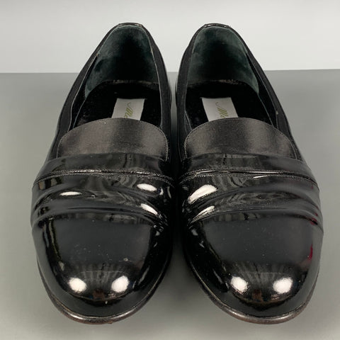 MEZLAN Size 8.5 Black Patent Leather Tuxedo Loafers