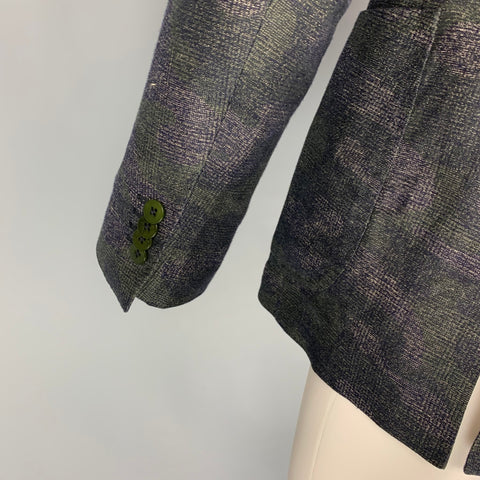 PINOLERARIO Talla 38 Abrigo deportivo con solapa de muesca de algodón y lino color carbón