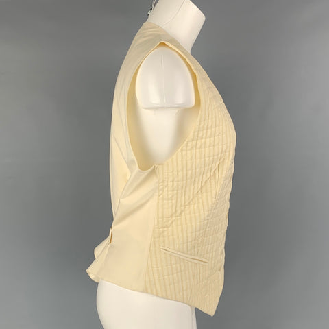 HERMES Size 10 Cream Beige Cotton Stripe Vest
