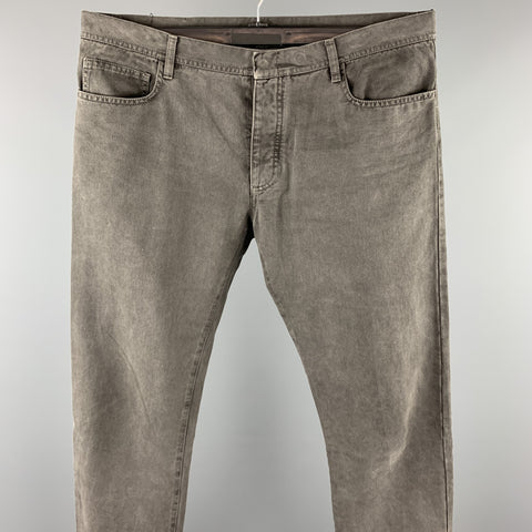 NICOLAS A. TARALIS Size 34 Grey Cotton Button Fly Casual Pants