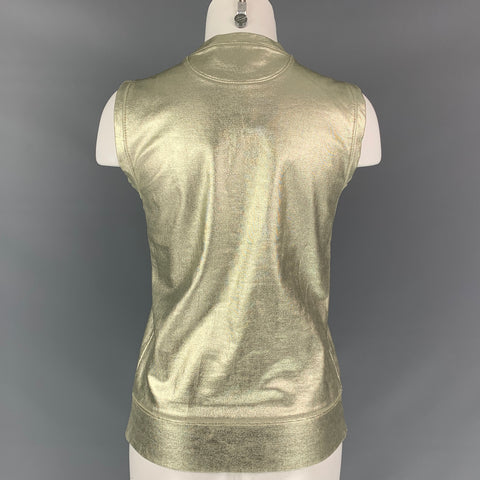 GIAMBATTISTA VALLI Size XS Gold Cotton Metallic Tank Casual Top