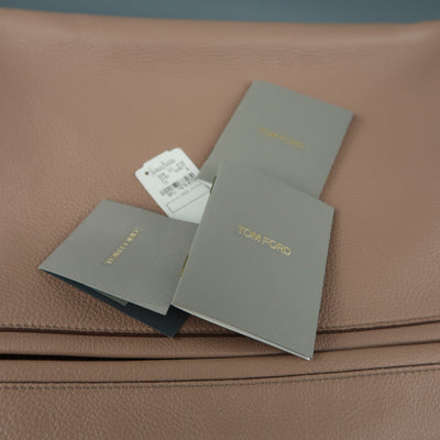 TOM FORD Nude Textured Leather Gold Padlock ALIX Clutch Handbag