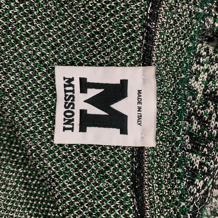 M MISSONI Taille 2 Cardigan en mélange d’acétate tricoté vert et argent
