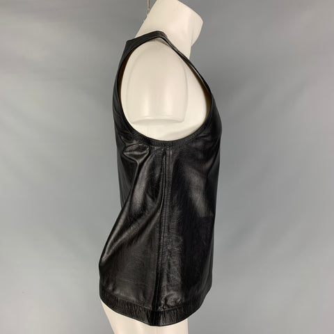 DRIES VAN NOTEN SS 20 Size S Black Leather Side Zipper Tank Top