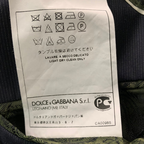 DOLCE & GABBANA Size 40 Pinstripe Charcoal Cotton Notch Lapel Sport Coat