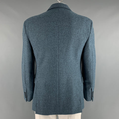 TEDDY VONRANSON Size 44 Blue Grey Heather Wool Blend Peak Lapel Sport Coat