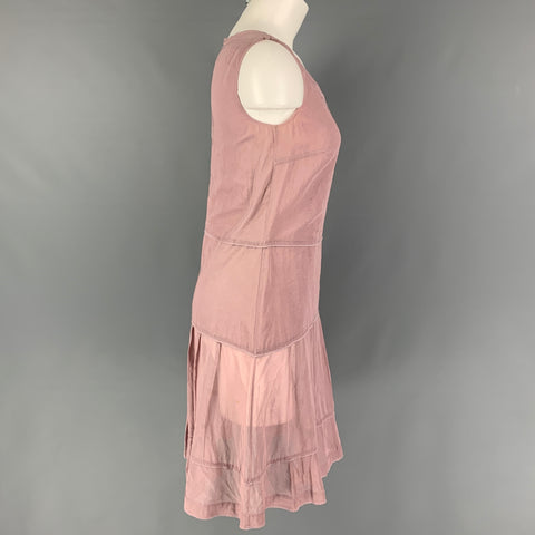 JIL SANDER Taille 6 Robe sans manches plissée en coton rose poussière