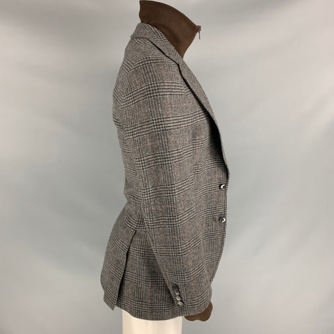 DOLCE & GABBANA Size 34 Grey & Black Glenplaid Wool Notch Lapel Sport Coat