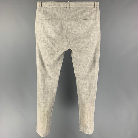 KAZUYUKI KUMAGAI Size L Light Grey Heather Wool Linen Button Fly Dress Pants