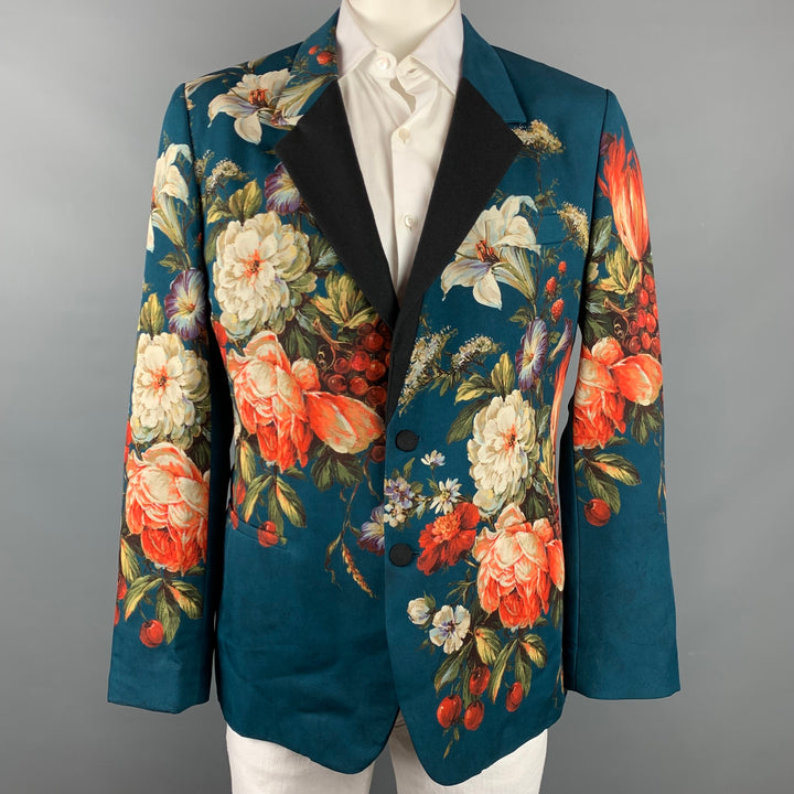 DOLCE &amp; GABBANA F/W 13 Taille 46 Manteau de sport en laine florale / soie multicolore