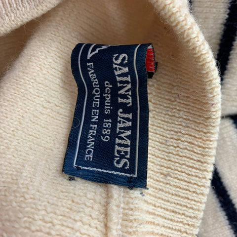 SAINT JAMES Size L Cream Natural Stripe Wool Nautical Sweater
