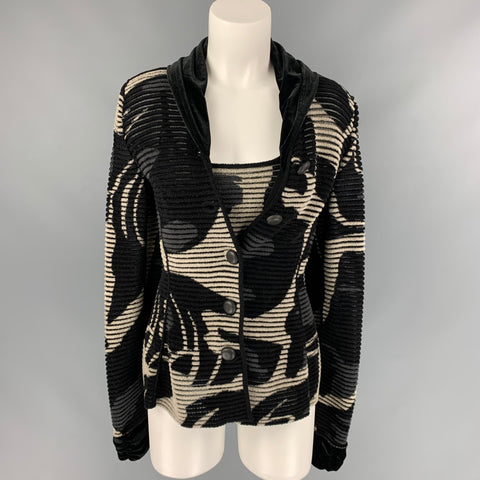 GIORGIO ARMANI Size 4 Black & Grey Viscose / Polyamide Cardigan 2 Piece Set