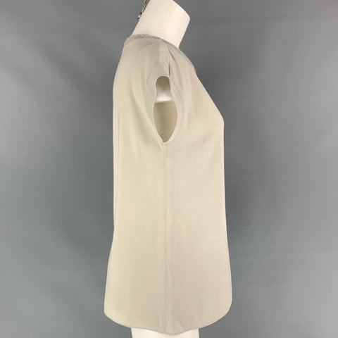 BRUNELLO CUCINELLI Taille M Blouse sans manches en rayonne grise mélangée avec strass