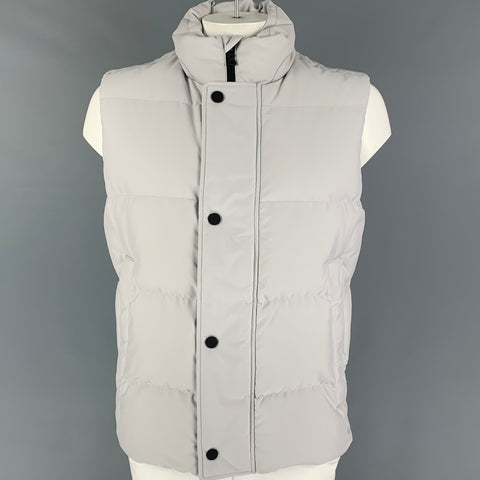 BOGNER Size M Grey Light Grey Quilted Zip & Snaps Vest