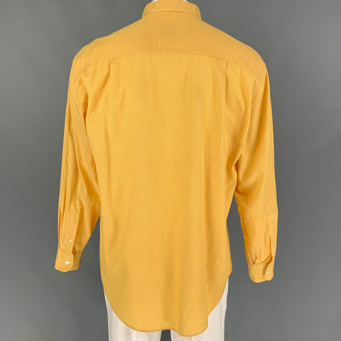 ERMENEGILDO ZEGNA Soft Size L Yellow Nailhead Cotton Button Up Long Sleeve Shirt