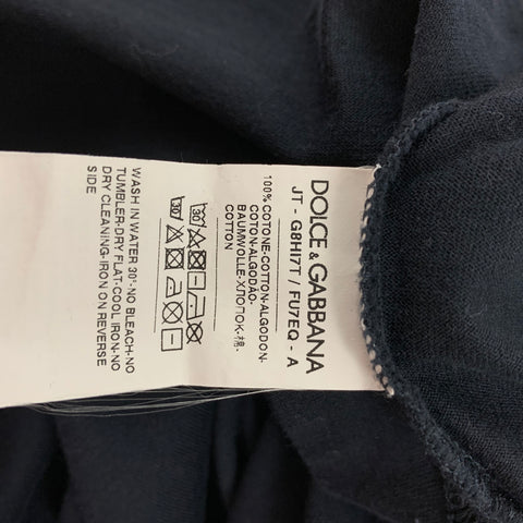 DOLCE & GABBANA Size M Navy Cotton Crew-Neck T-shirt