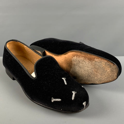 STUBBS & WOOTTON Size 10.5 Black Velvet Loafers