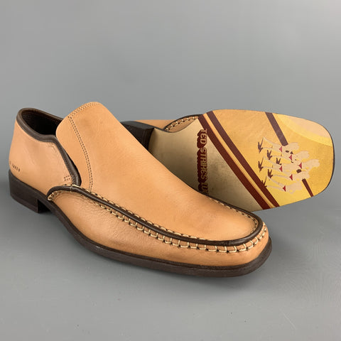 TED BAKER Size 9 Tan Stitched Leather Loafers