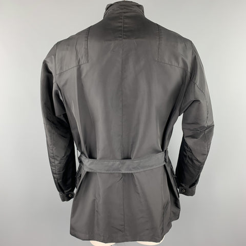 JIL SANDER Size 44 Black Poliammide Zip & Snaps Belted Jacket