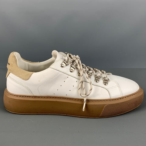 THE KOOPLES Size 11 White Leather Chunky heel Sneakers
