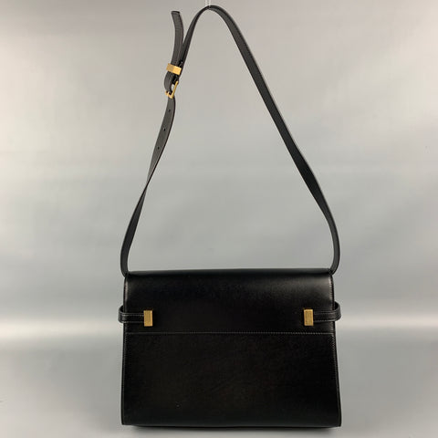 SAINT LAURENT Black Leather Shoulder Box Manhattan Handbag