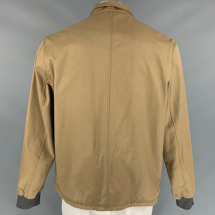 LANVIN Size 44 Tan Cotton Zip Up Jacket