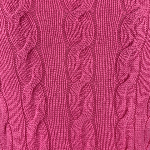 RALPH LAUREN Size XS Pink Cable Knit Cashmere Crew-Neck Pullover