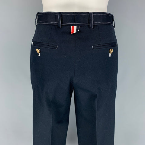 THOM BROWNE Size S Navy Cotton Cropped Casual Pants