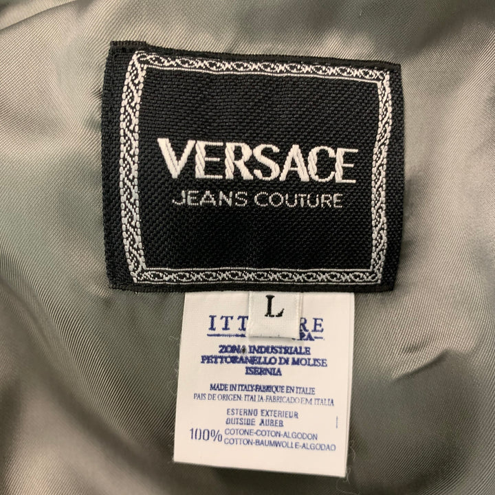 VERSACE JEANS Size L Grey Multi-Color Checkered Cotton Vest