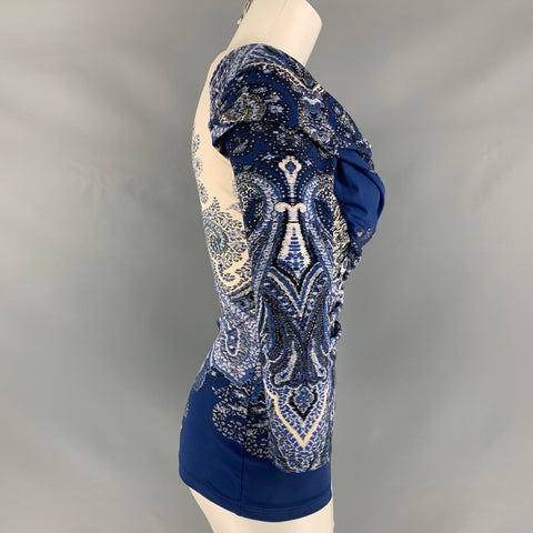 ROBERTO CAVALLI Blue & White Paisley Blouse