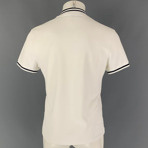 GUCCI Size M White Navy Bees & Stars Embroidery Short Sleeve Polo