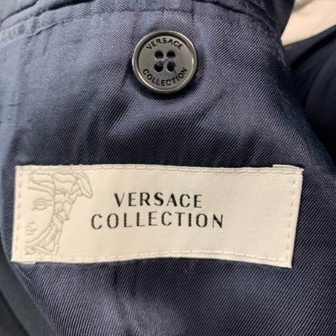 VERSACE COLLECTION Size 44 Navy Wool Single Breasted Sport Coat