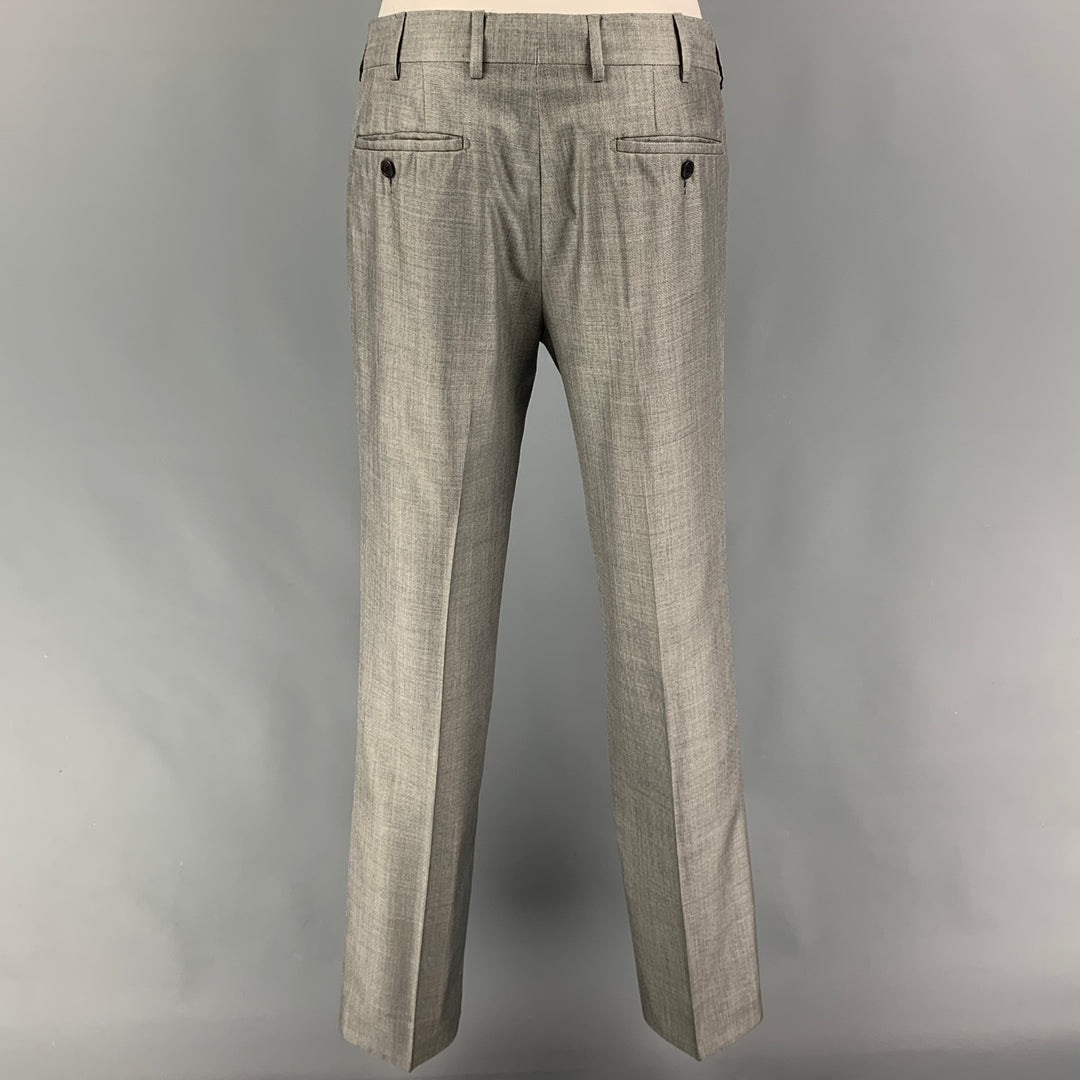 PRADA Taille 36 Costume à revers cranté en laine et soie gris clair