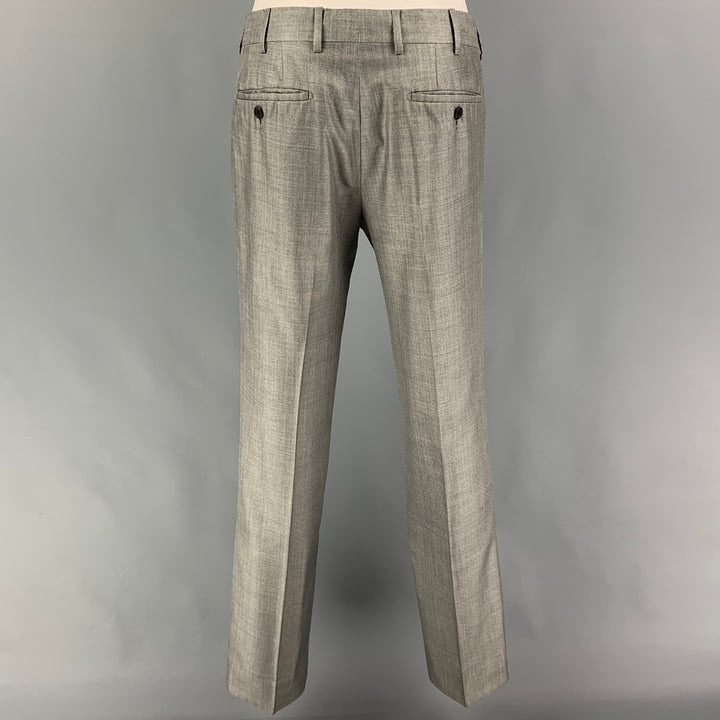 PRADA Taille 36 Costume à revers cranté en laine et soie gris clair