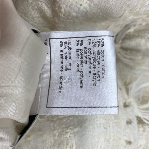 CHANEL AL639 05C Size 4 Cream Boucle Cotton Blend Jacket