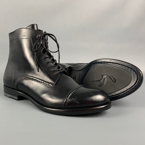 HARRYS OF LONDON Size 8 Black Cap Toe Ankle Guy Boots