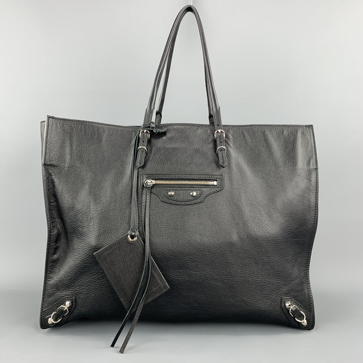 BALENCIAGA Grand sac fourre-tout CITY en cuir texturé noir