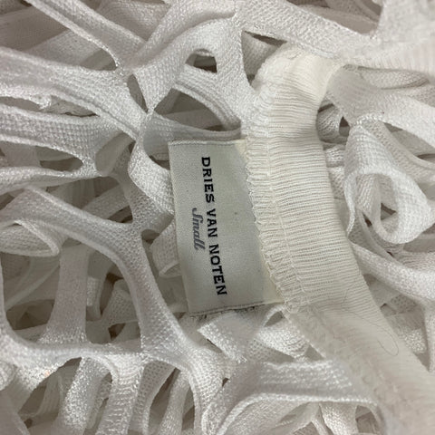 DRIES VAN NOTEN SS 21 Size S White Mesh Cotton Long Sleeve Pullover