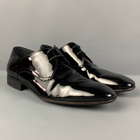 SALVATORE FERRAGAMO Size 8 Black Leather Lace Up Shoes