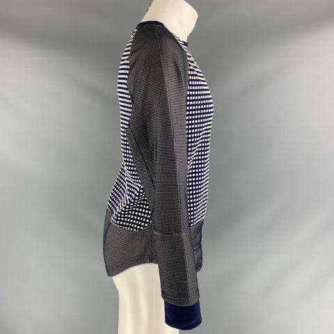 OPENING CEREMONY Size S Navy White Checkered Polyester Blend Crew-Neck Pullover