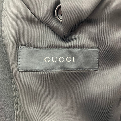GUCCI by Tom Ford Size 38 Black Wool Leather Detail Jacket