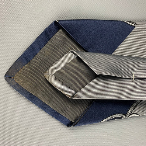 PRADA Grey Navy Paisley Silk Tie